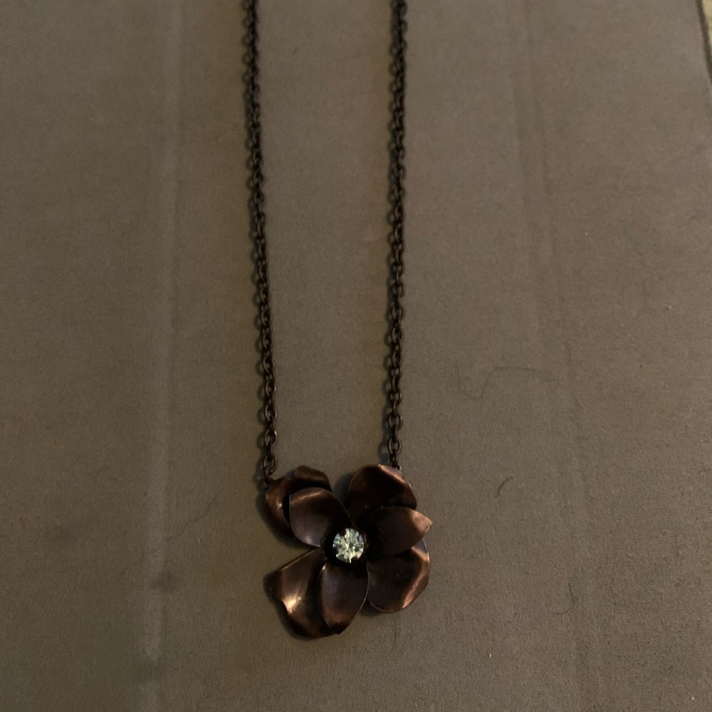 Rare retired Sabika brass flower necklace